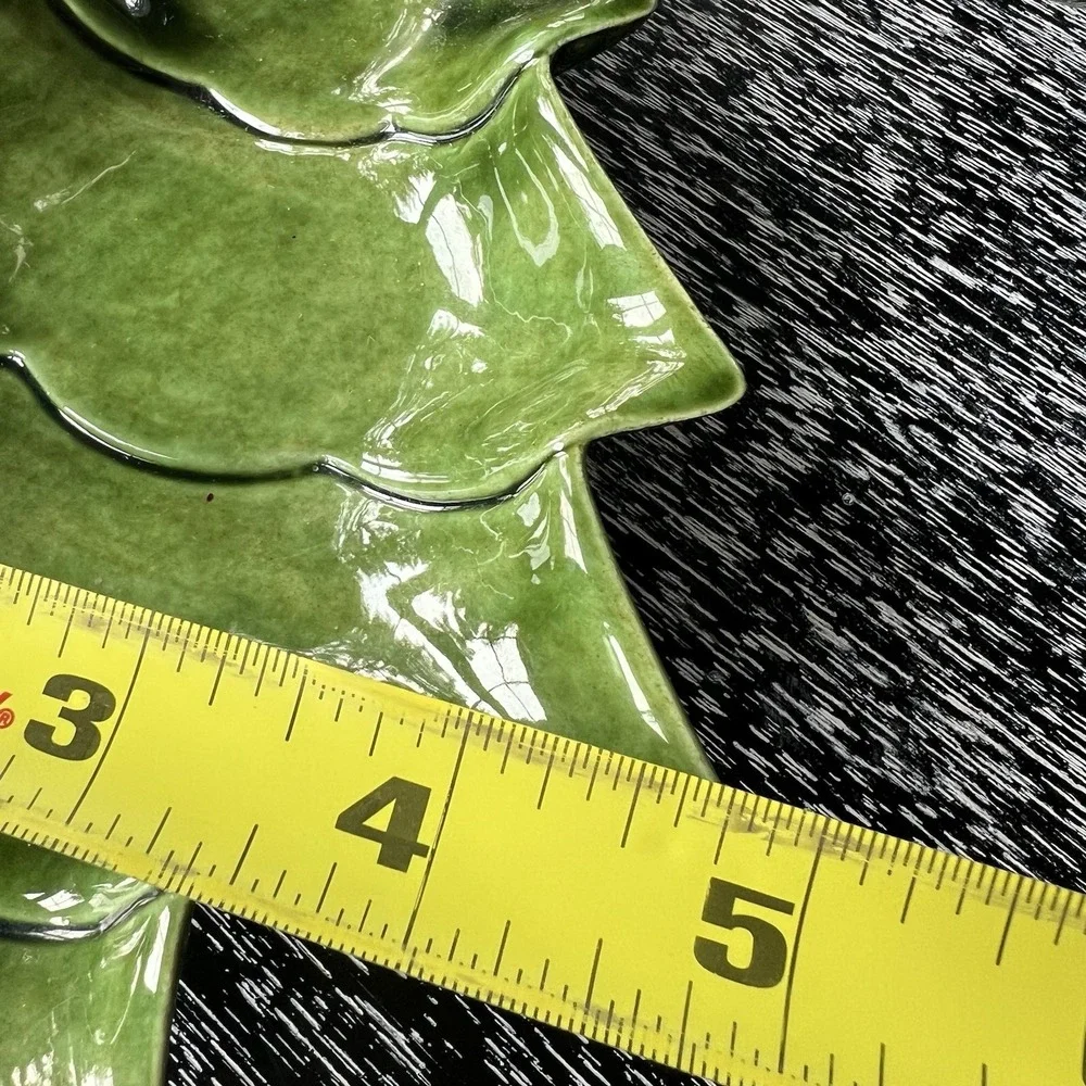 Vintage Stacking Ceramic Green‎ Christmas Tree Dishes Candy Set of 2 Signed